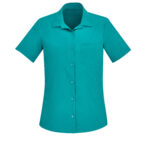 Womens Florence Plain Short Sleeve Shirt Teal