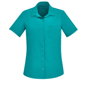Womens Florence Plain Short Sleeve Shirt Teal
