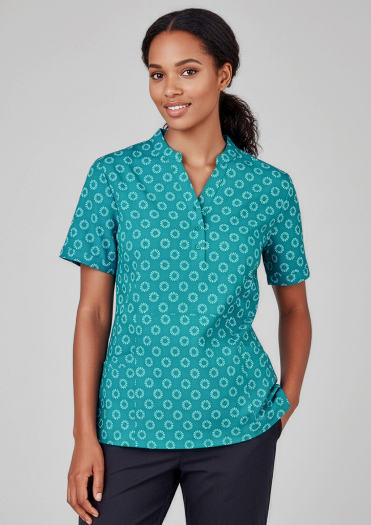 Womens Florence Daisy Print Tunic Teal Womens Florence Daisy Print Tunic Teal