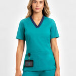Riley Womens Stretch Scrub Top Teal