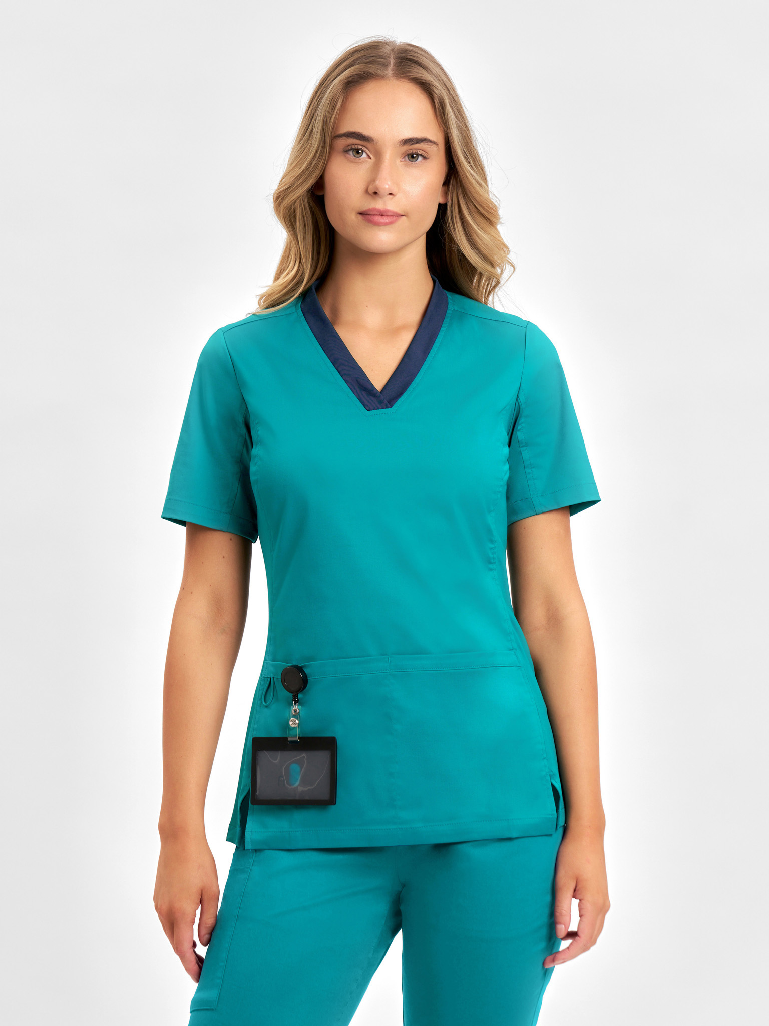 Riley Womens Stretch Scrub Top Teal