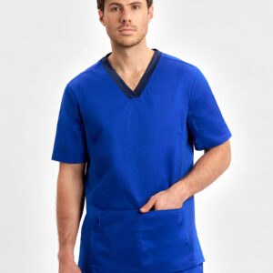 Riley Mens Stretch Scrub Top Electric Blue