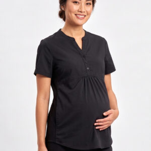 Rose Womens Tunic Scrub Top Black