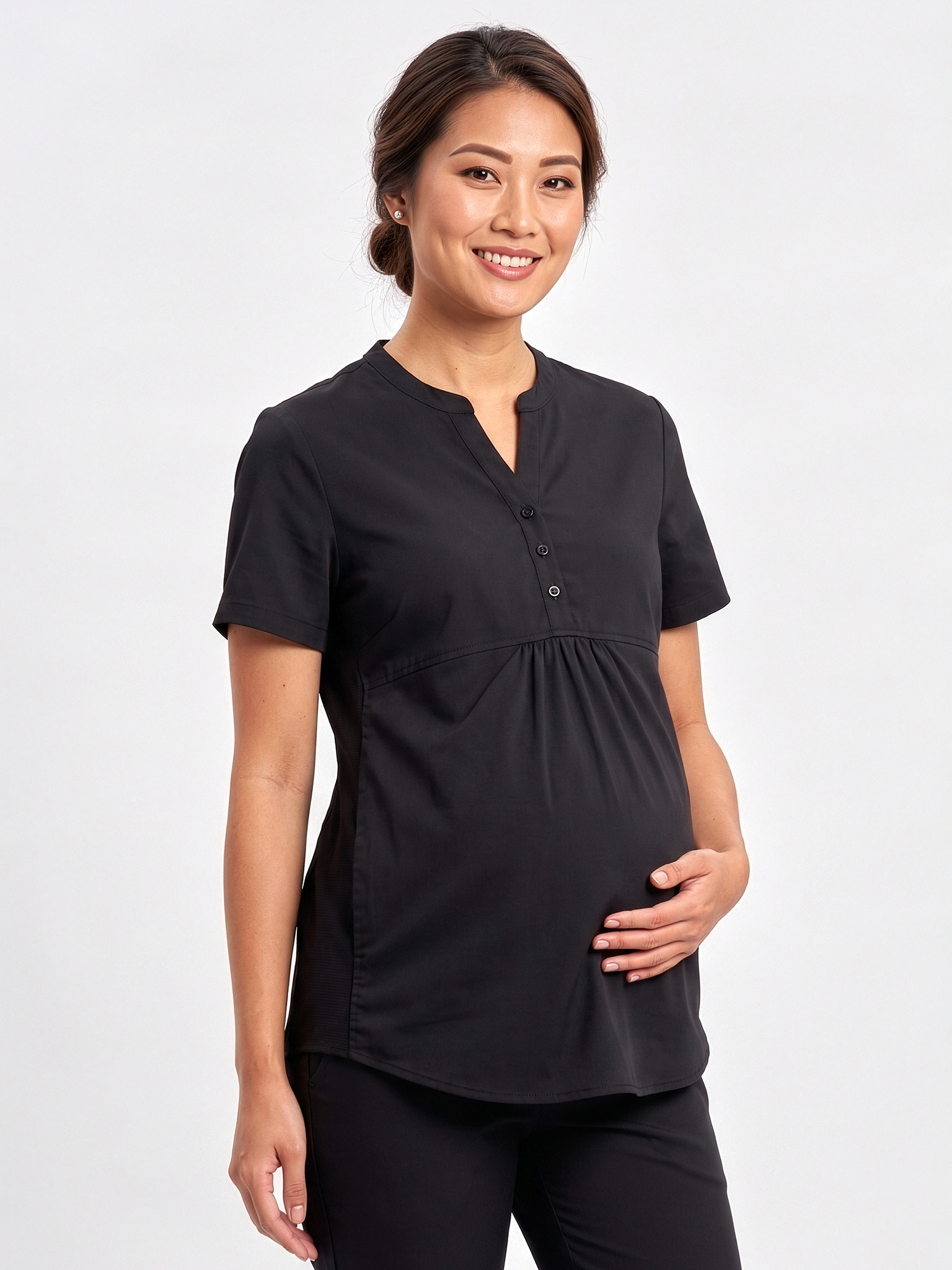 Rose Womens Tunic Scrub Top Black Rose Womens Tunic Scrub Top Black