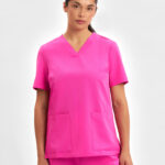Womens Pink V-Neck Scrub Top Pink