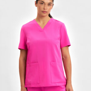 Womens Pink V-Neck Scrub Top Pink