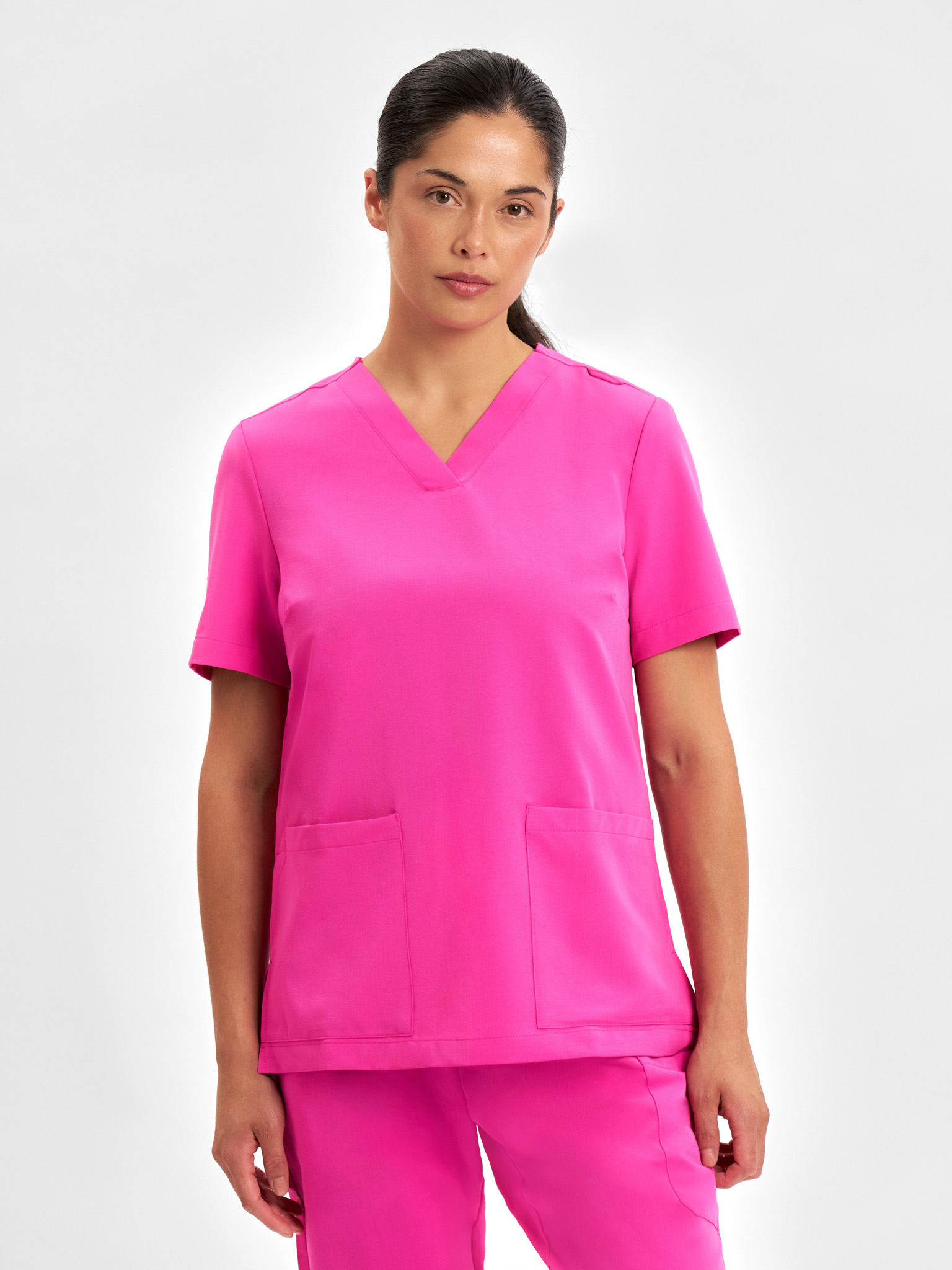 Womens Pink V-Neck Scrub Top Pink Womens Pink V-Neck Scrub Top Pink