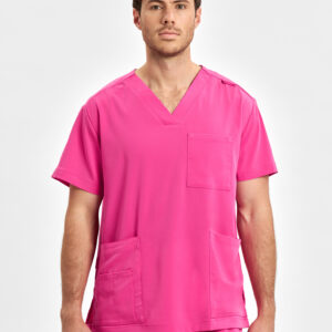 Pink Unisex V-Neck Scrub Top Pink