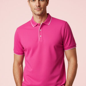 Mens Pink Short Sleeve Polo Pink