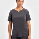Avery Womens Round Neck Scrub Top Charcoal