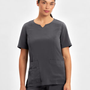 Avery Womens Round Neck Scrub Top Charcoal