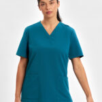 Pulse Womens V-Neck Scrub Top Caribbean Blue