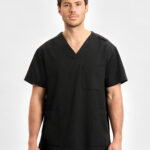 Pulse Unisex V-Neck Scrub Top Black