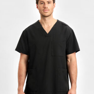 Pulse Unisex V-Neck Scrub Top Black