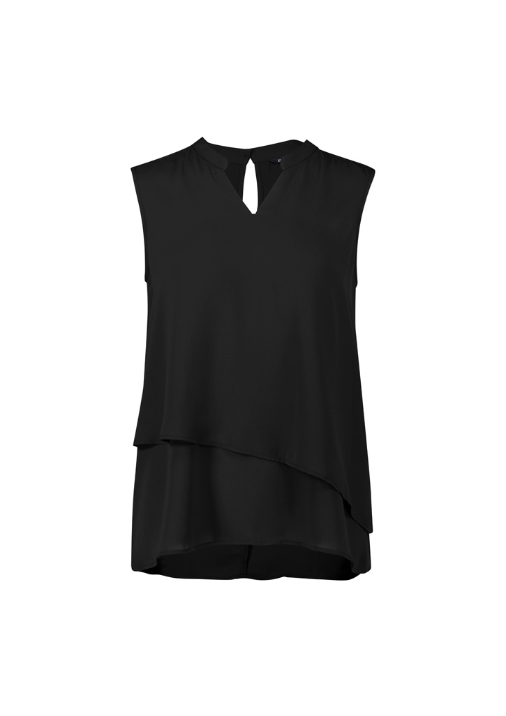 Womens Seville Sleeveless Layered Blouse Black