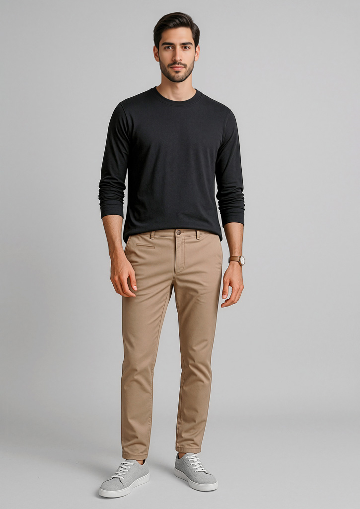 Mens Traveller Tapered Stretch Chino Pant Desert