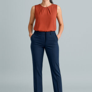 Womens Cool Stretch Tapered Leg Adjustable Waist Pant Navy