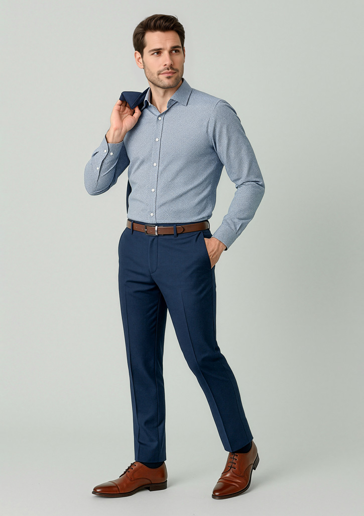 Mens Renew Slim Fit Flat Front Pant Navy Dusk