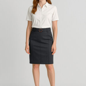 Womens Mid Waist Stretch Chino Skirt Black