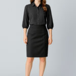 Womens Cool Stretch Mid-waist Pencil Skirt Black