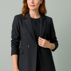Womens Renew Double Breasted Longline Jacket Pencil Black