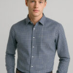 Mens Noah Long Sleeve Shirt Storm Blue/White Check