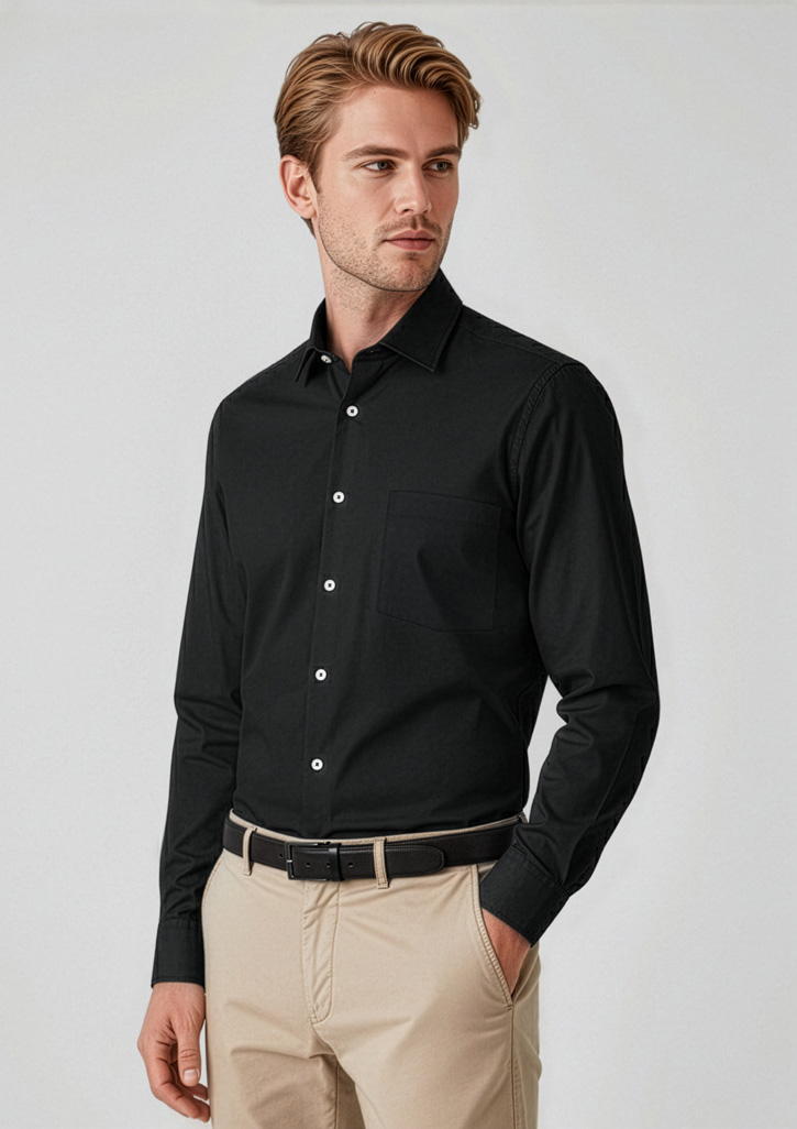 Mens Charlie Classic Fit Long Sleeve Shirt Black Mens Charlie Classic Fit Long Sleeve Shirt Black