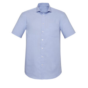 Mens Charlie Classic Fit Short Sleeve Shirt Blue Chambray