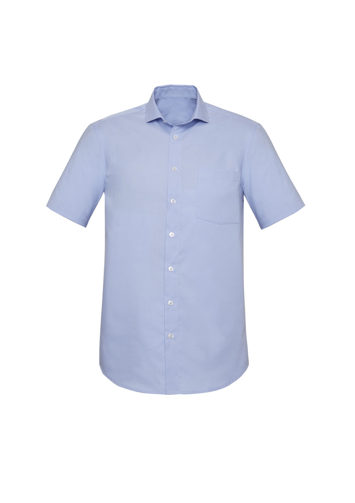 Mens Charlie Classic Fit Short Sleeve Shirt Blue Chambray Mens Charlie Classic Fit Short Sleeve Shirt Blue Chambray