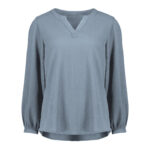 Womens Ruche Long Sleeve Blouse Powder Blue