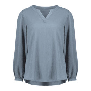 Womens Ruche Long Sleeve Blouse Powder Blue