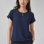 Womens Evelyn Short Sleeve Blouse Navy