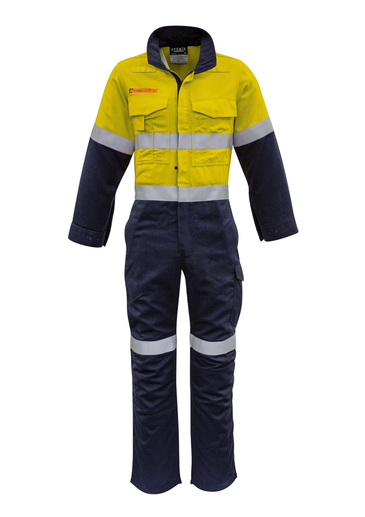 Mens Orange Flame Overall - Hoop Taped Yellow/Navy