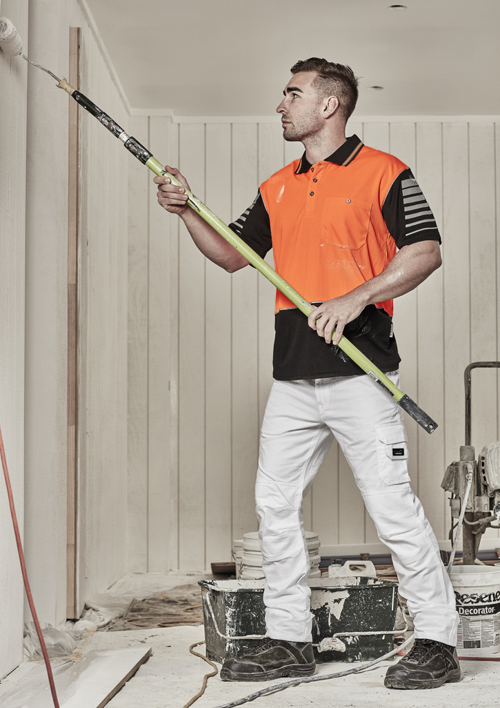 Mens Hi Vis Zone Short Sleeve Polo Orange/Black