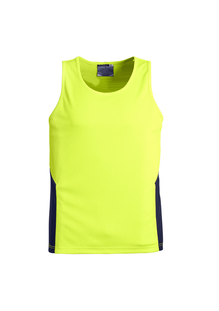 Mens Hi Vis Squad Singlet Yellow/Navy