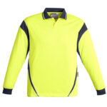 Mens Hi Vis Aztec Long Sleeve Polo Yellow/Navy