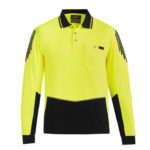 Mens Hi Vis Flux Long Sleeve Polo Yellow/Black