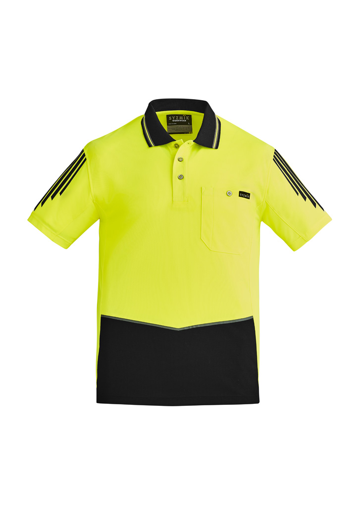 Mens Hi Vis Flux Short Sleeve Polo Yellow/Black Mens Hi Vis Flux Short Sleeve Polo Yellow/Black