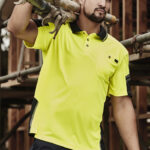 Mens Hi Vis Reinforced Squad Short Sleeve Polo Yellow/Navy
