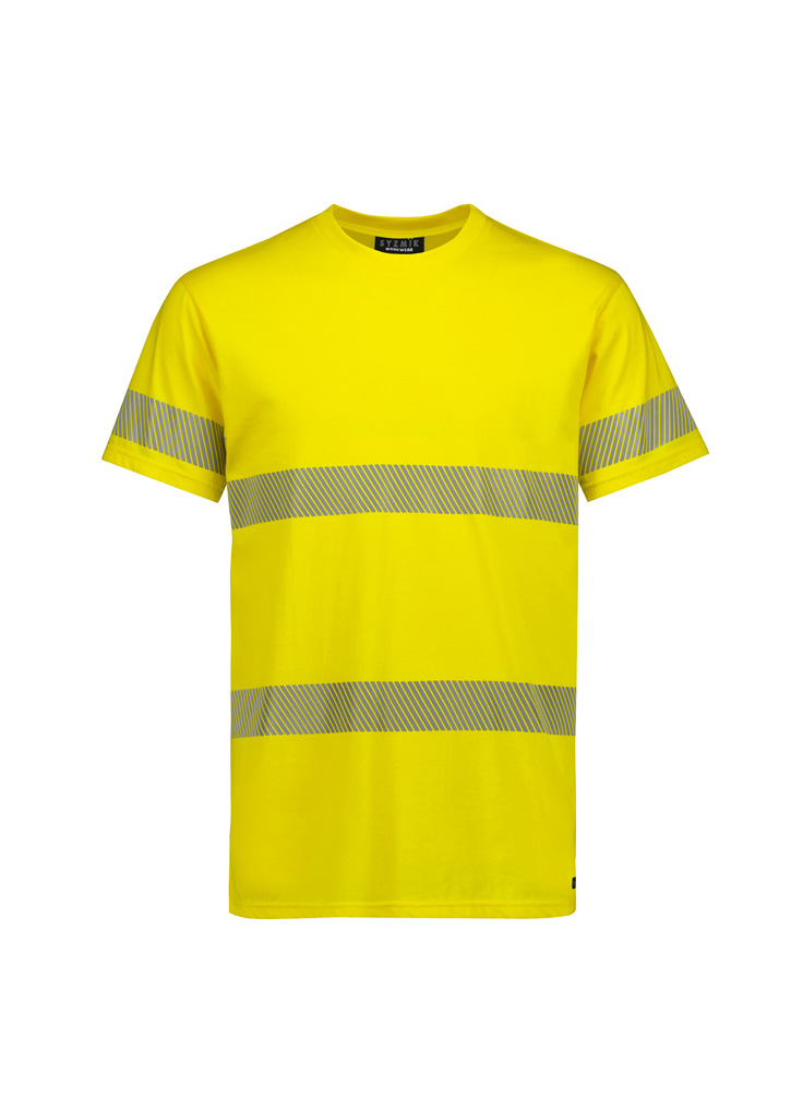 Mens Hi Vis Segmented Tape Cotton Tee Yellow
