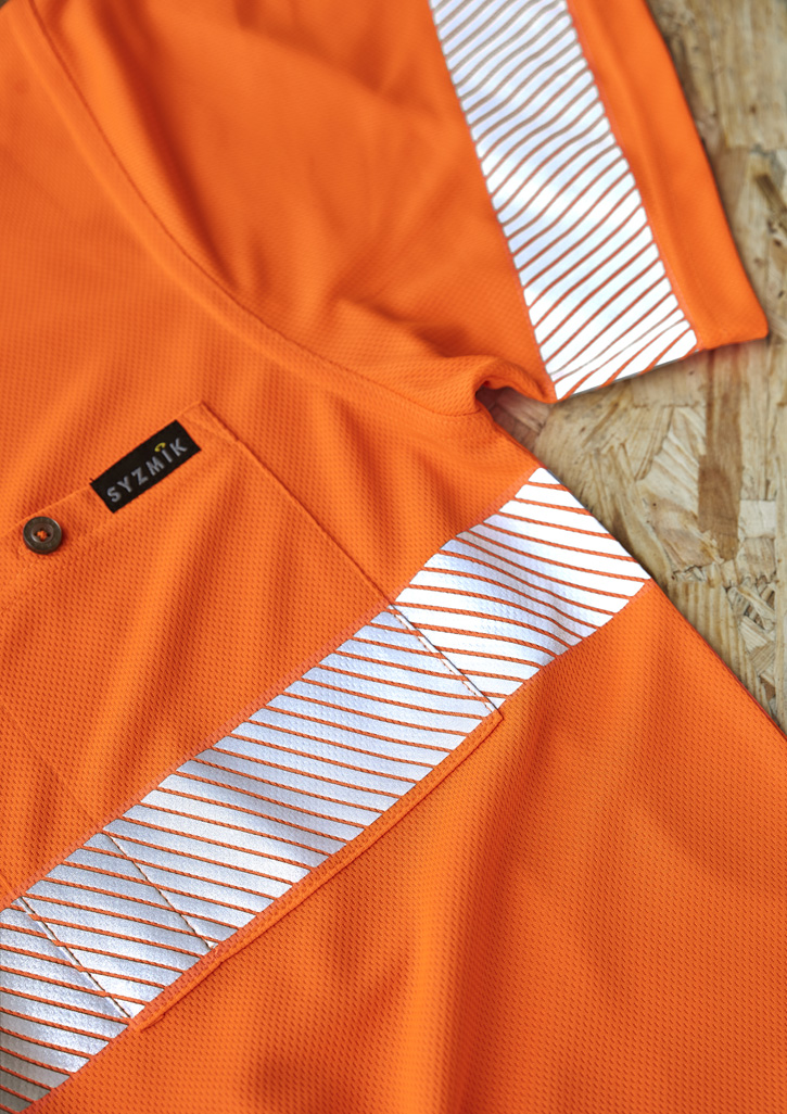 Unisex Hi Vis Segmented Tape Short Sleeve Polo Orange/Navy Unisex Hi Vis Segmented Tape Short Sleeve Polo Orange/Navy