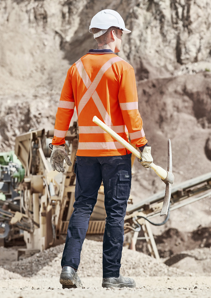 Unisex Hi Vis X Back NSW Rail Long Sleeve Polo Orange Unisex Hi Vis X Back NSW Rail Long Sleeve Polo Orange