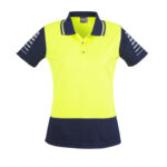 Womens Hi Vis Zone Short Sleeve Polo Yellow/Navy