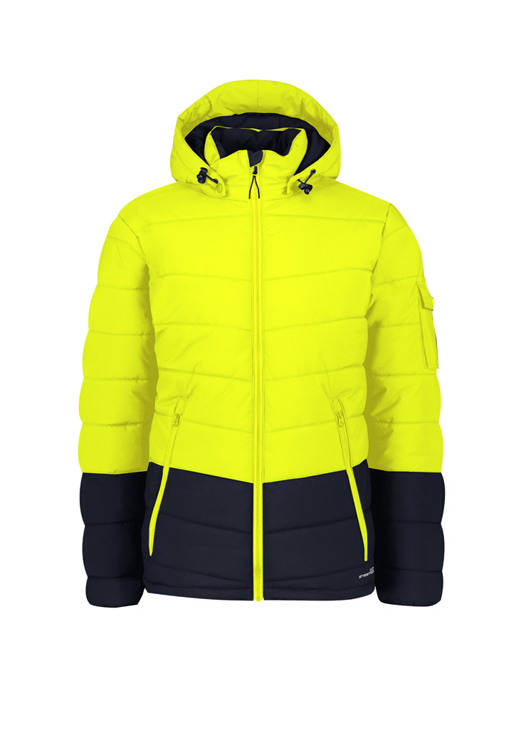 Unisex Streetworx Hooded Puffer Jacket Yellow/Navy