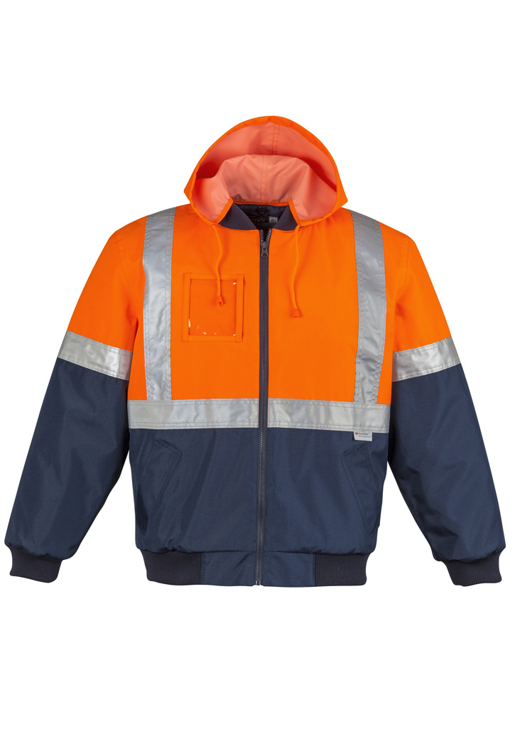 Mens Hi Vis Quilted Flying Jacket Orange/Navy