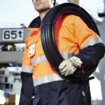 Mens Hi Vis Ultralite Waterproof Jacket Orange/Navy