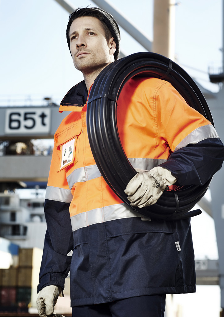 Mens Hi Vis Ultralite Waterproof Jacket Orange/Navy
