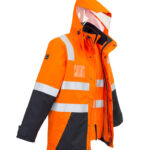 Mens Hi Vis 4 In 1 Waterproof Jacket Orange/Navy