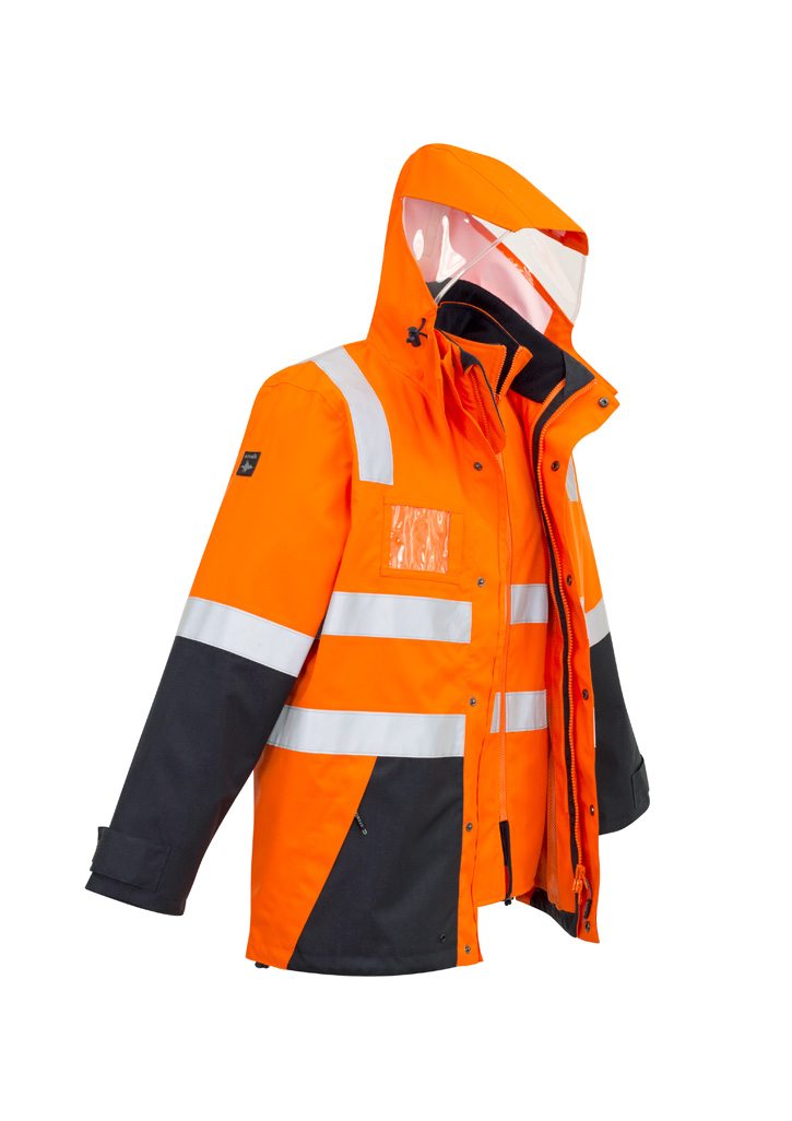 Mens Hi Vis 4 In 1 Waterproof Jacket Orange/Navy Mens Hi Vis 4 In 1 Waterproof Jacket Orange/Navy
