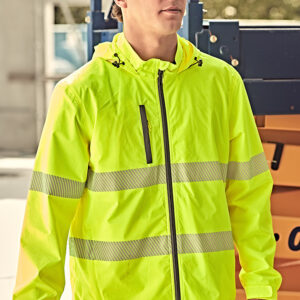 Unisex Super Light Segmented Tape Packable Rain Jacket Yellow